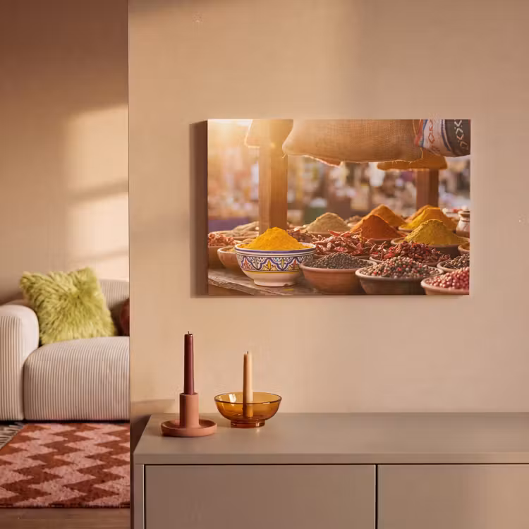 Canvas schilderij - Specerijen - Markt - Kleurrijk - Specerijen - Markt - Kleurrijk canvas 2cm klein