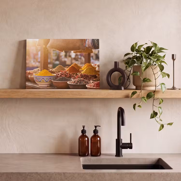 Canvas schilderij - Specerijen - Markt - Kleurrijk - Specerijen - Markt - Kleurrijk canvas 2cm klein