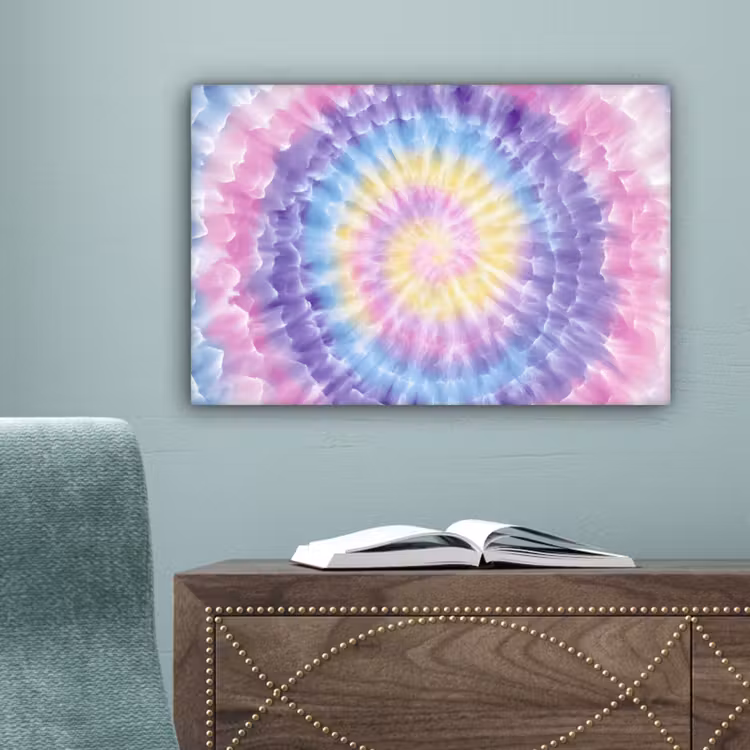 Spiraal - Tie dye - Pasteltinten canvas 2cm klein -sfeer4