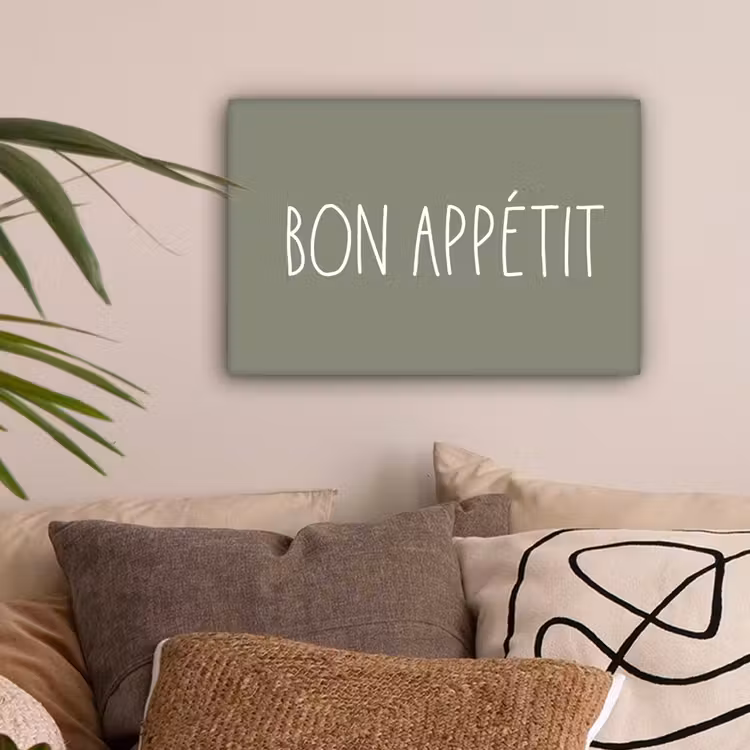 Spreuken - Bon appétit - Quotes - Eet smakelijk - Eten canvas 2cm klein -sfeer1