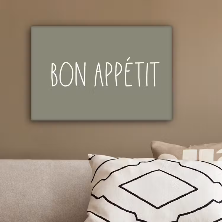 Spreuken - Bon appétit - Quotes - Eet smakelijk - Eten canvas 2cm klein -sfeer3