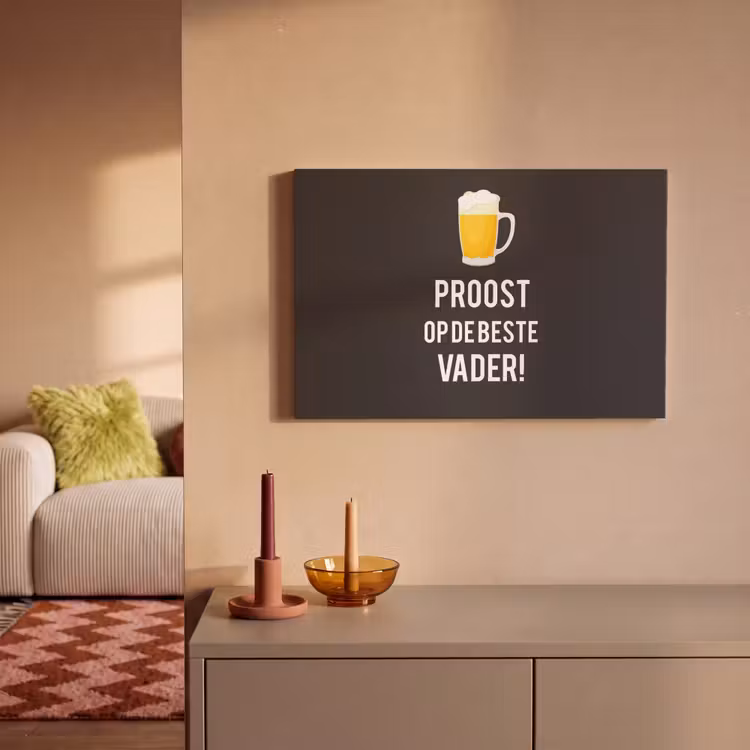 Spreuken - Proost op de beste vader - Quotes - Papa canvas 2cm klein -sfeer1