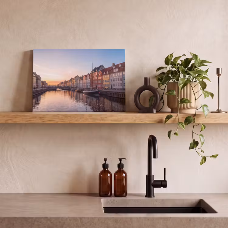 Stad - Gracht - Zonsondergang - Klassiek - Kleurrijk canvas 2cm klein -sfeer3
