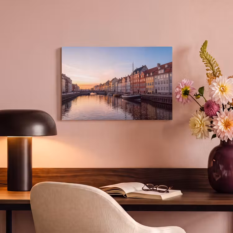 Stad - Gracht - Zonsondergang - Klassiek - Kleurrijk canvas 2cm klein -sfeer4