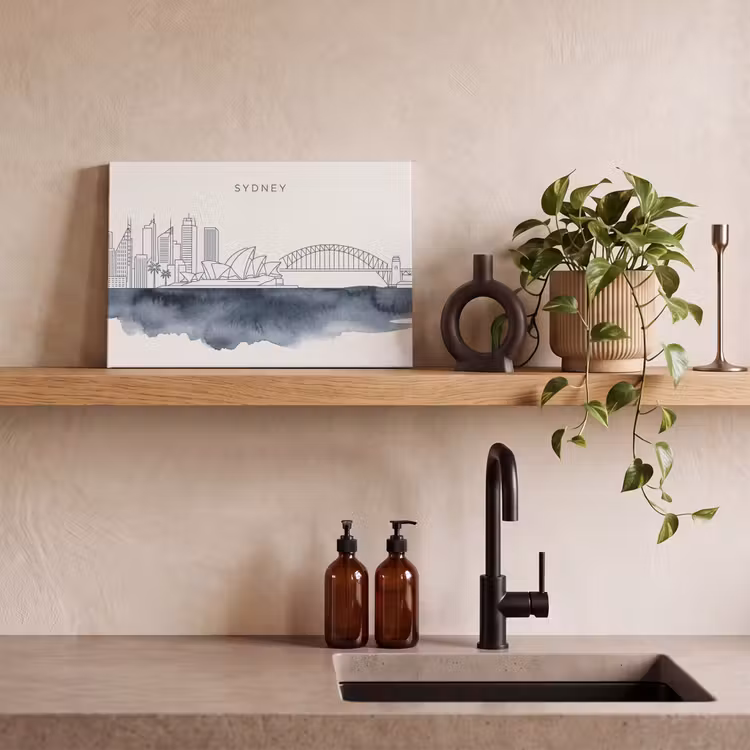 Stad - Skyline - Architectuur - Minimalistisch - Blauw canvas 2cm klein -sfeer3