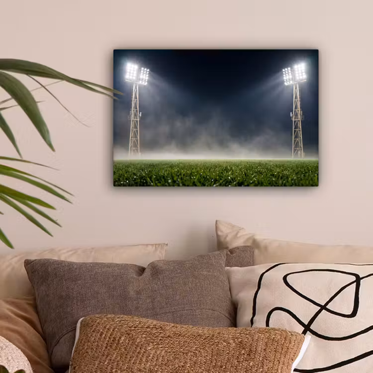 Stadion - Lichtmast - Sport - Nacht canvas 2cm klein -sfeer1