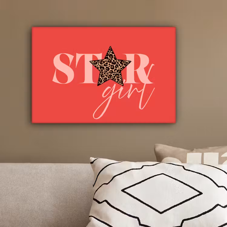 Star girl - Rood - Panter - Ster canvas 2cm klein -sfeer3