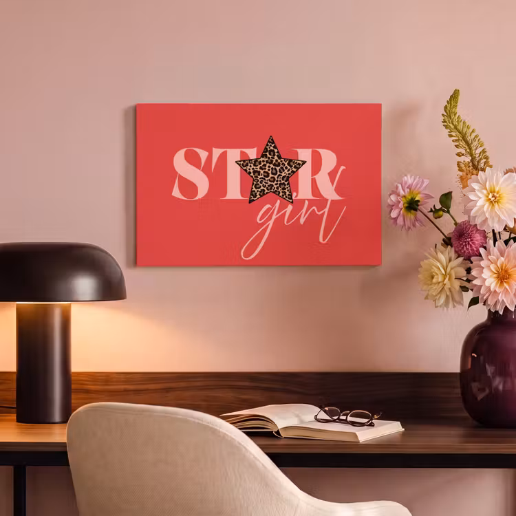 Star girl - Rood - Panter - Ster canvas 2cm klein -sfeer4