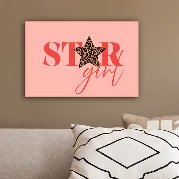Star girl - Roze - Panter - Ster canvas 2cm klein -sfeer3
