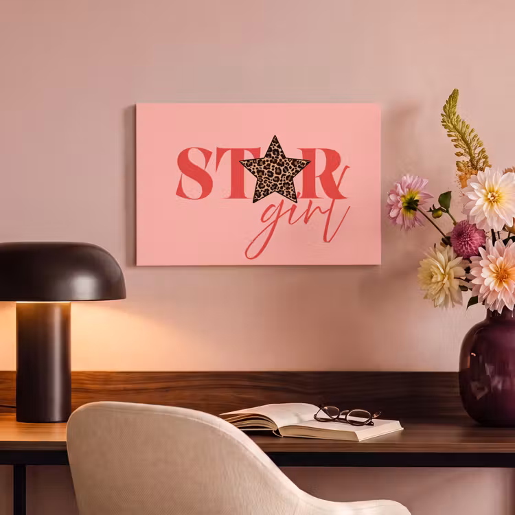 Star girl - Roze - Panter - Ster canvas 2cm klein -sfeer4