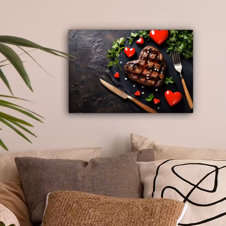 Steak - Hart - Bestek canvas 2cm klein -sfeer1