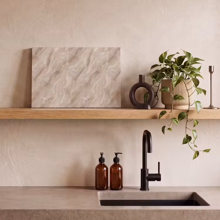 Steen - Golvend - Abstract - Beige canvas 2cm klein -sfeer3