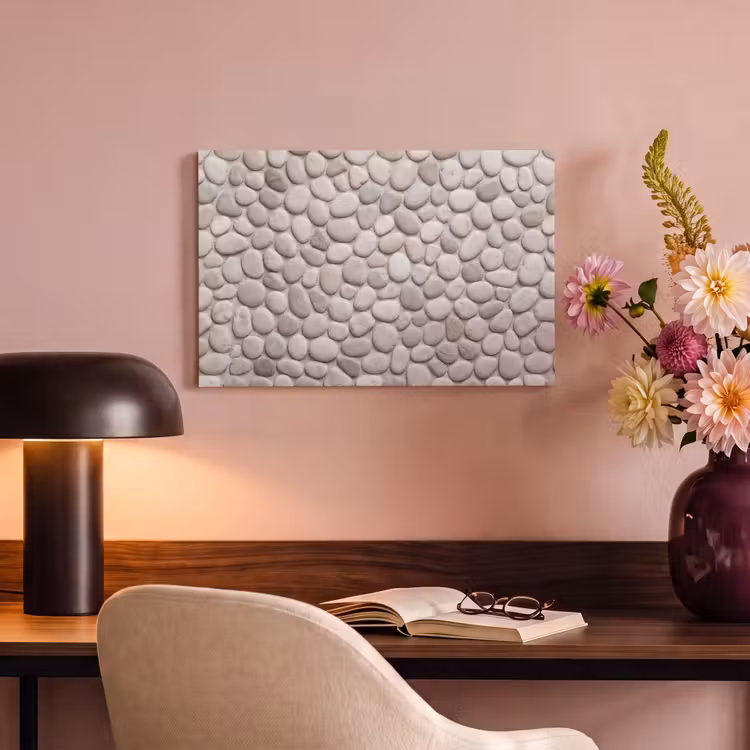 Steen - Kiezel - Natuur - Minimalistisch - Beige canvas 2cm klein -sfeer4