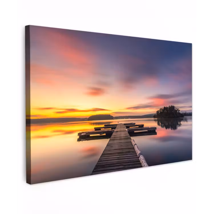 Steiger - Zonsondergang - Water - Zee - Reflectie canvas 2cm klein -z3d