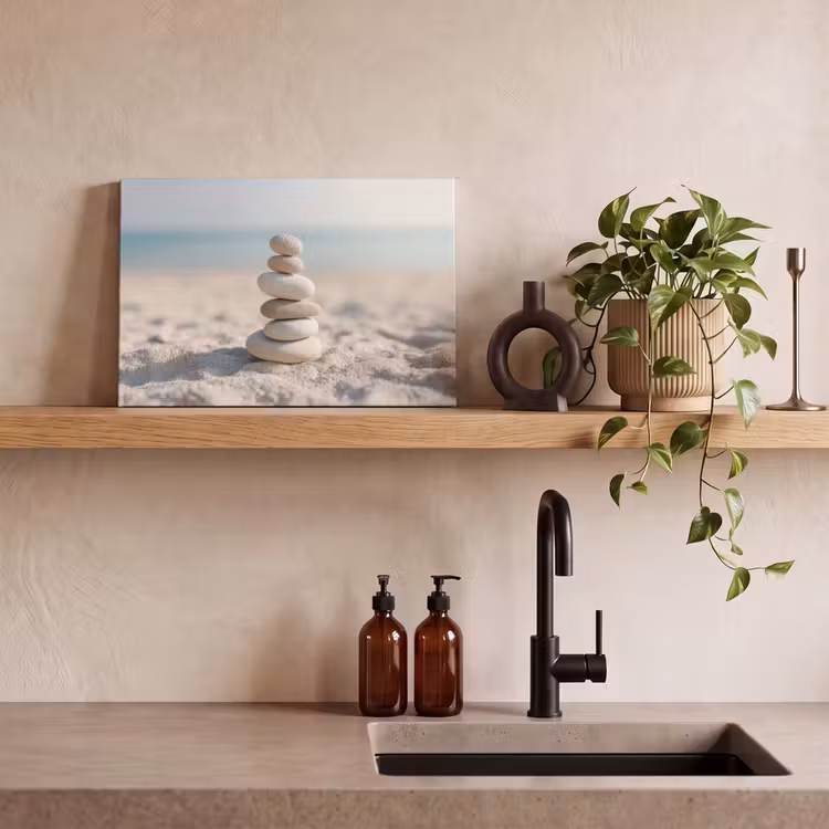 Stenen - Stapel - Zand - Zee canvas 2cm klein -sfeer3