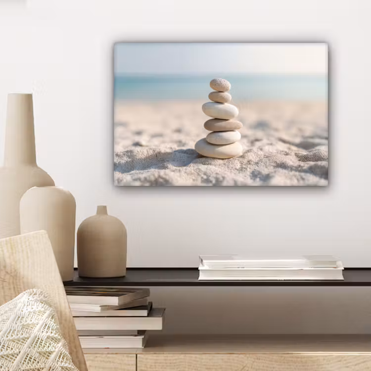 Stenen - Stapel - Zand - Zee canvas 2cm klein -sfeer6