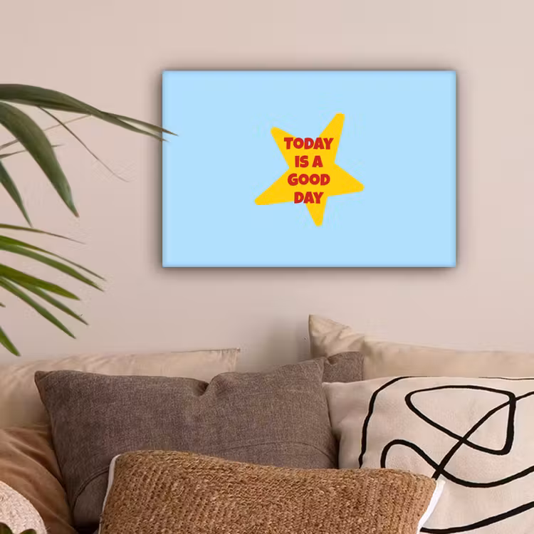 Ster - Today is a good day - Blauw canvas 2cm klein -sfeer1