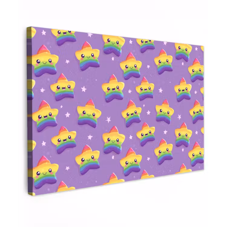 Sterren - Regenboog - Paars canvas 2cm klein 34 -z3d
