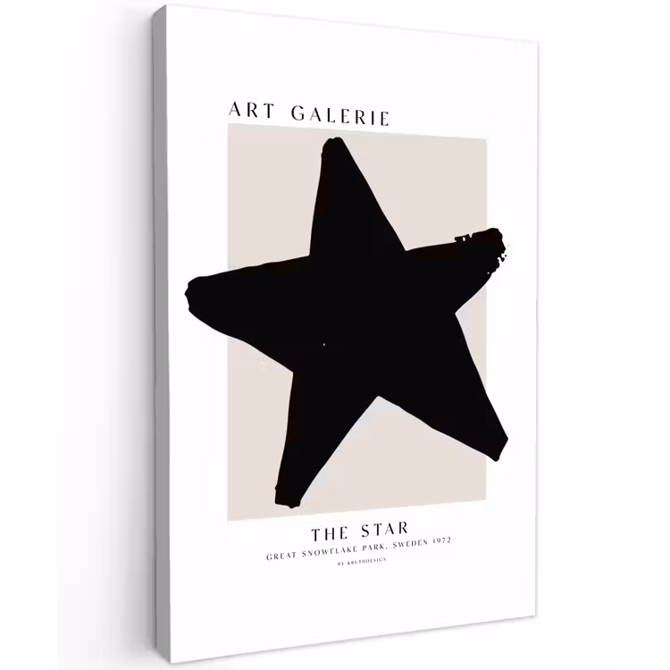 Sterren - Zwart - Kerstmis - Feestdagen canvas 2cm klein -z3d