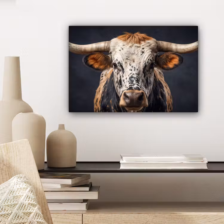 Stier - Kleurrijk - Hoorns canvas 2cm klein -sfeer6