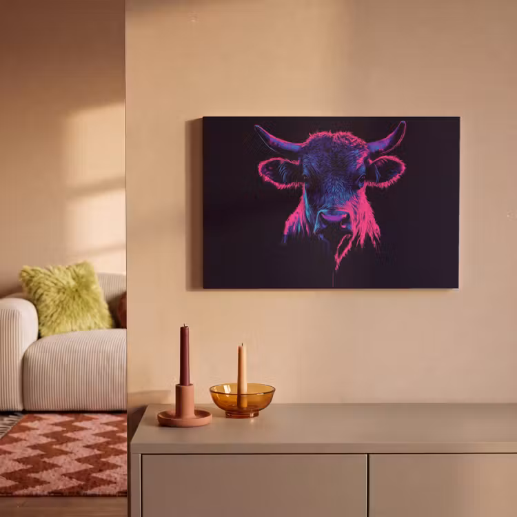 Stier - Neon - Zwart - Kleur canvas 2cm klein -sfeer1