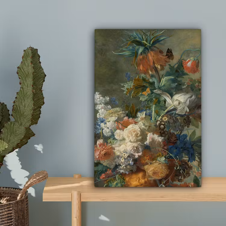 Stilleven met bloemen - Schilderij van Jan van Huysum canvas 2cm klein -sfeer4