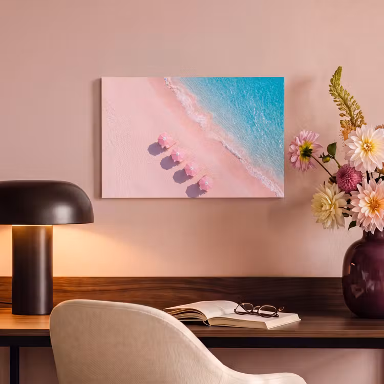 Strand - Roze zand - Zee - Zomer - Natuur canvas 2cm klein -sfeer4