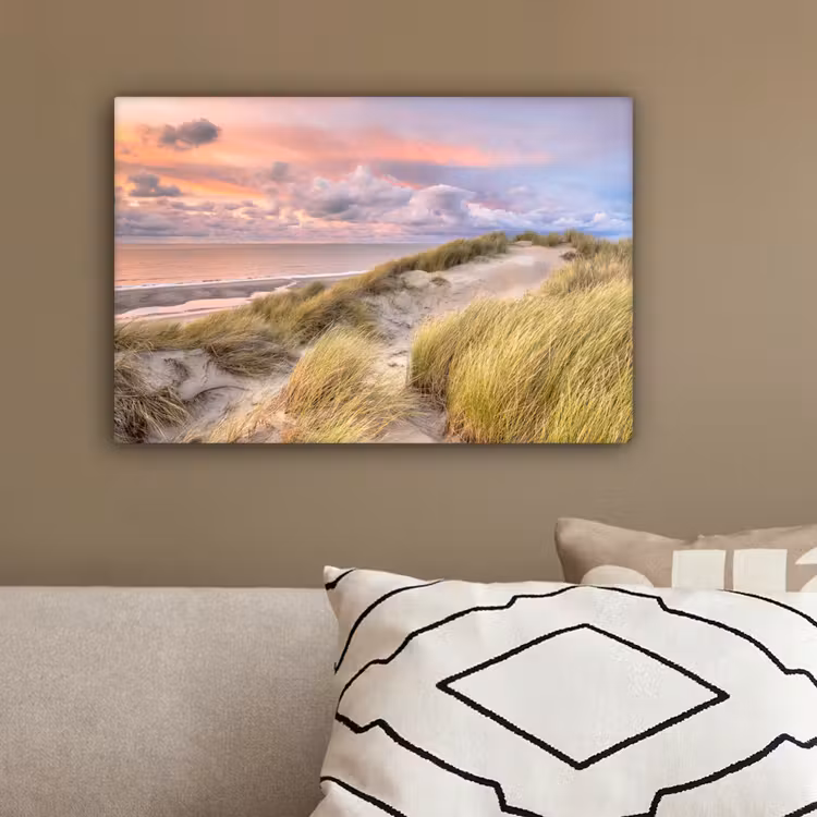 Strand - Zee - Duin - Zonsondergang canvas 2cm klein -sfeer3