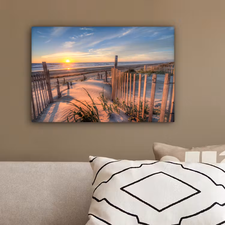 Strand - Zee - Duin - Zonsondergang - Landschap canvas 2cm klein -sfeer3