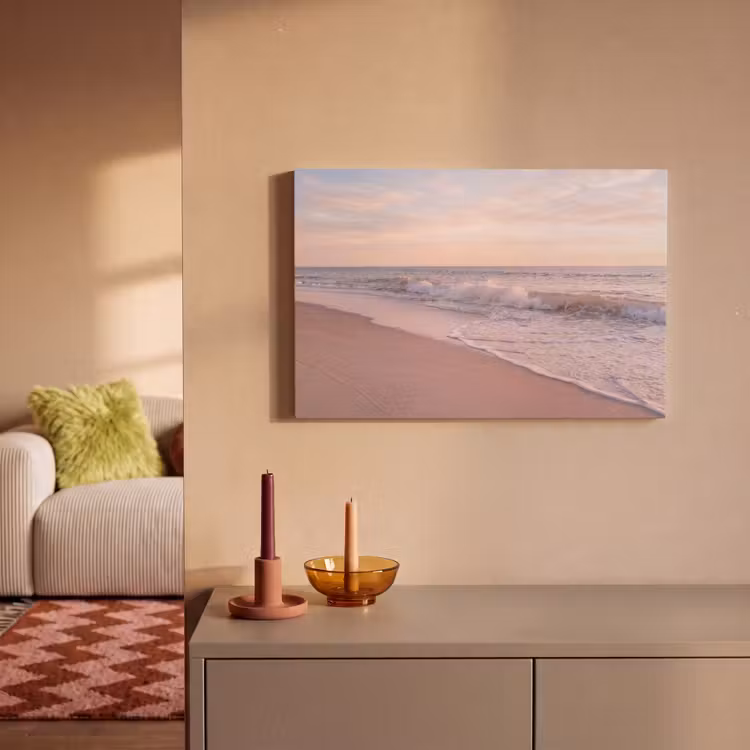 Strand - Zee - Golven - Natuur - Zonsondergang canvas 2cm klein -sfeer1
