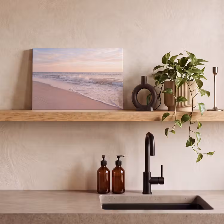 Strand - Zee - Golven - Natuur - Zonsondergang canvas 2cm klein -sfeer3