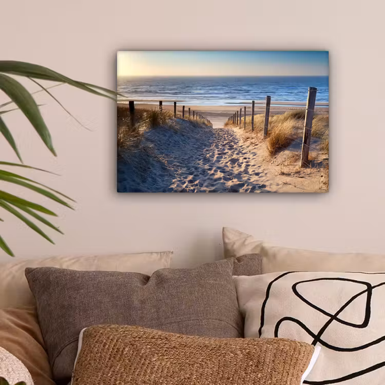 Strand - Zee - Nederland - Duinen - Zon canvas 2cm klein -sfeer1