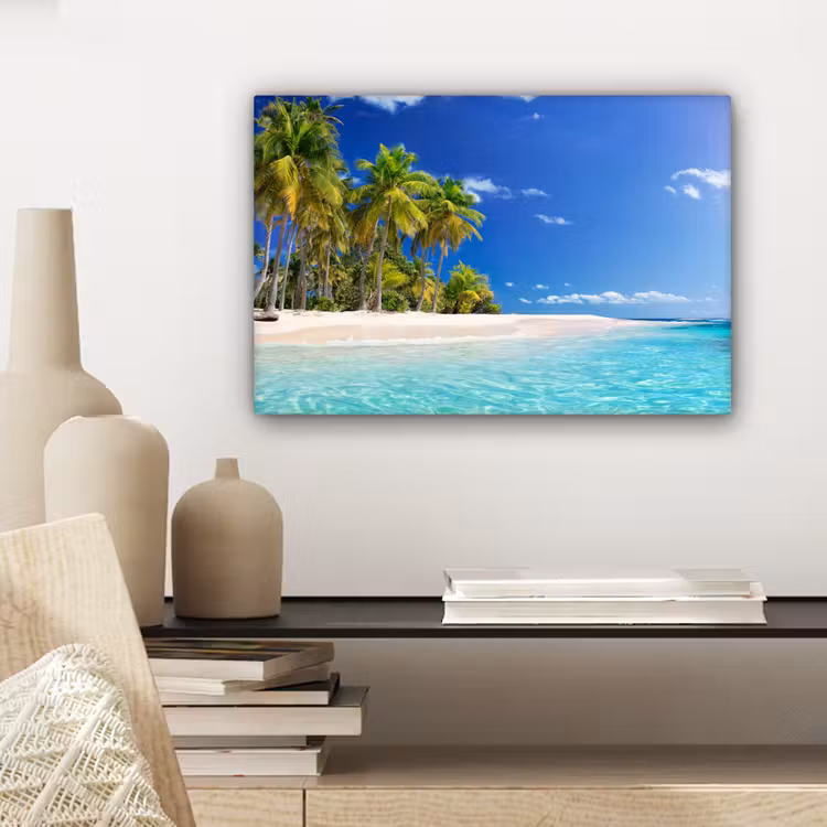 Strand - Zee - Palmboom - Zon - Zomer canvas 2cm klein -sfeer6