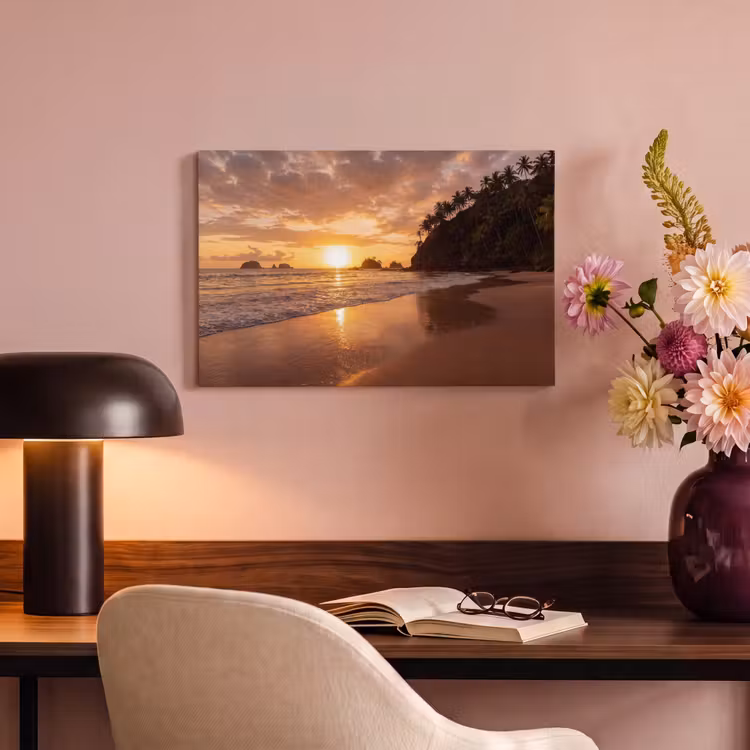 Strand - Zonsondergang - Natuur - Tropisch - Oranje canvas 2cm klein -sfeer4