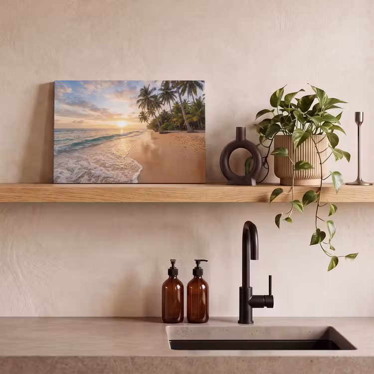 Strand - Zonsondergang - Tropisch - Natuur - Goud canvas 2cm klein -sfeer3
