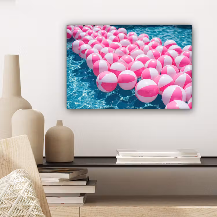Strandballen - Roze - Water canvas 2cm klein -sfeer6