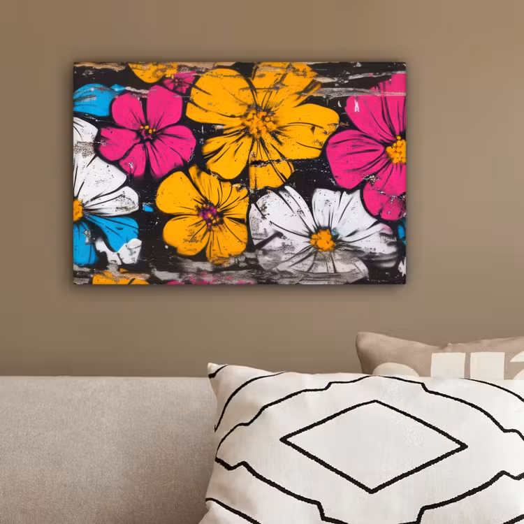 Street Art - Bloemen - Mix canvas 2cm klein -sfeer3