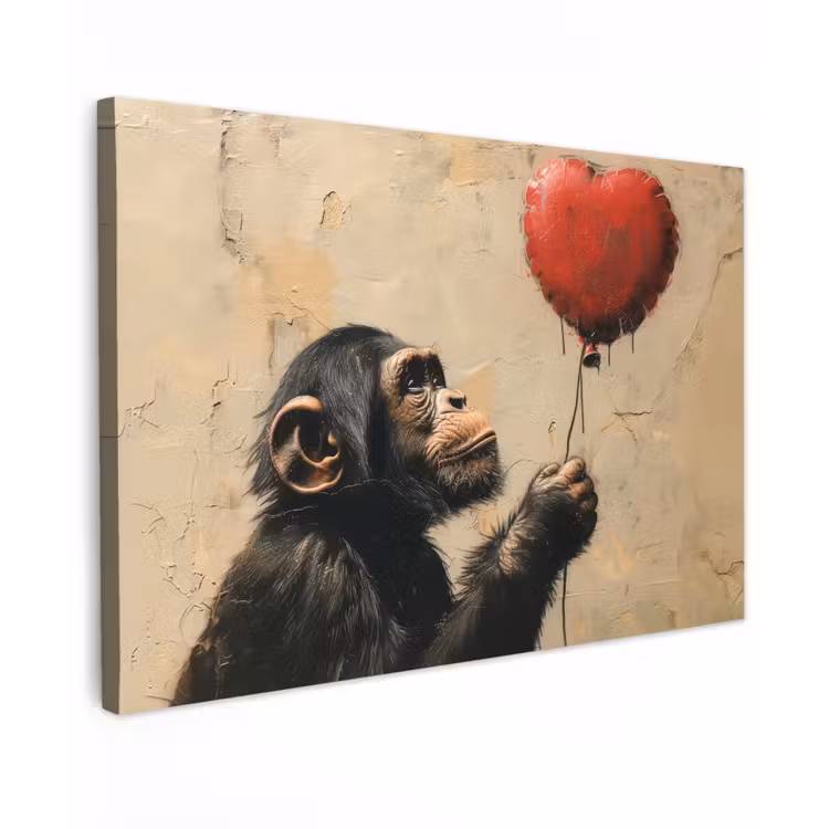 Street art - Chimpansee - Ballon - Graffiti - Banksy canvas 2cm klein -z3d