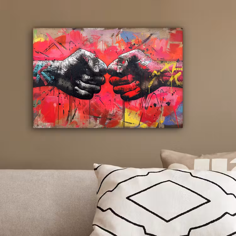 Street art - Handen - Graffiti - Kunst - Banksy canvas 2cm klein -sfeer3