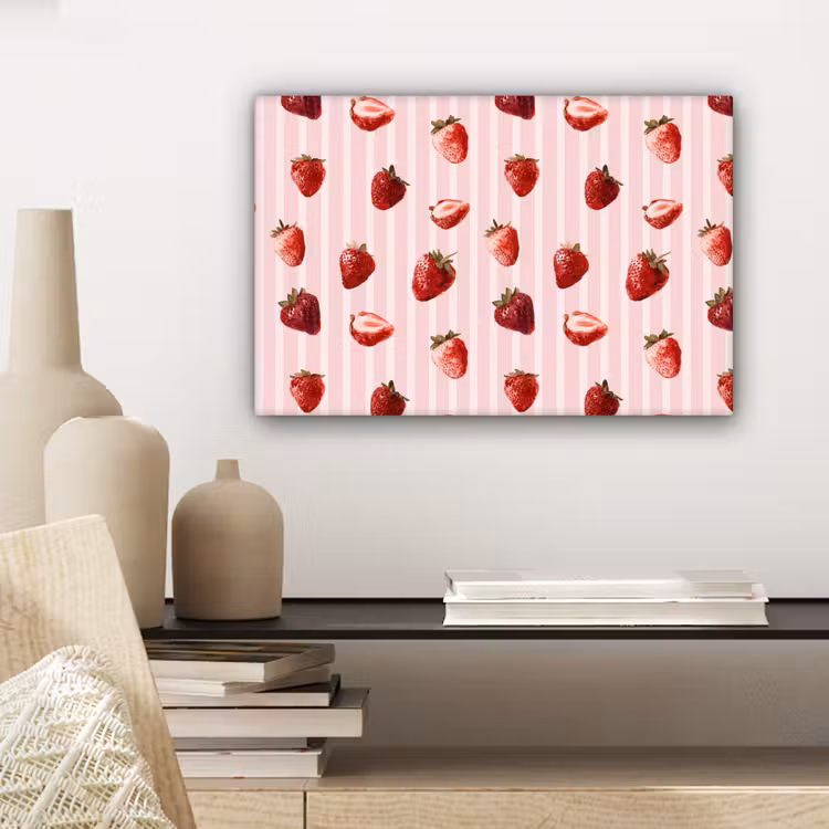 Strepen - Aardbei - Roze canvas 2cm klein 34 -sfeer6