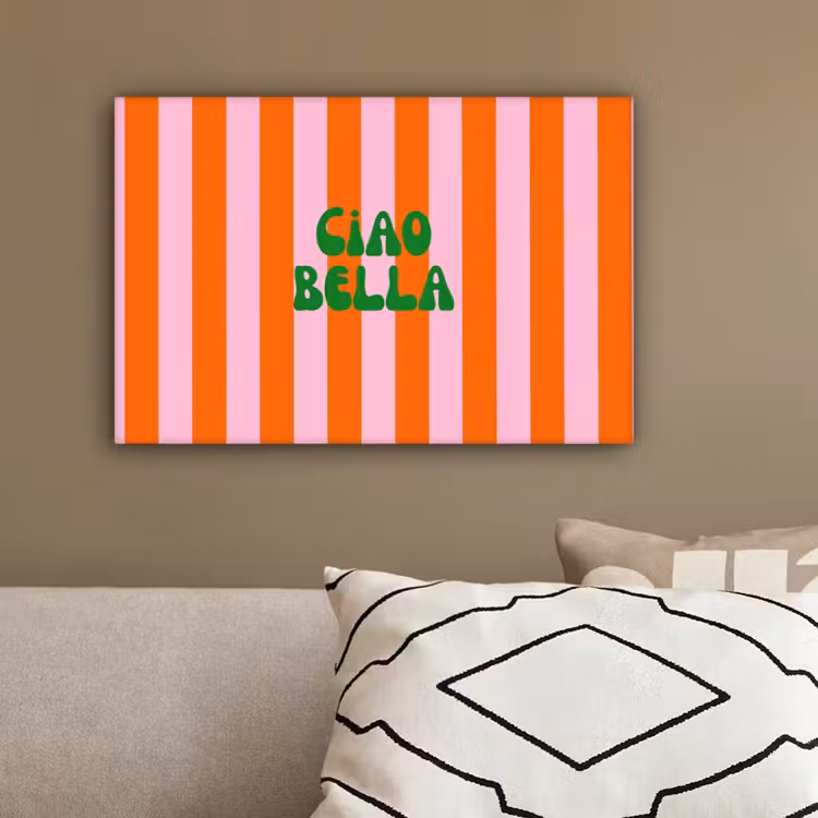 Strepen - Oranje - Verticaal - Ciao bella canvas 2cm klein -sfeer3