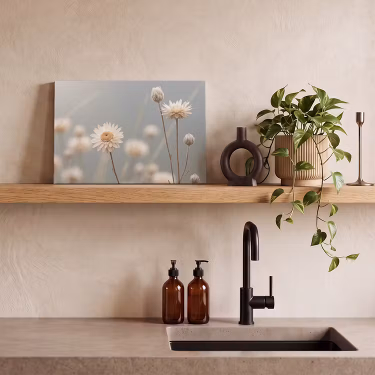 Strobloemen - Wit - Daglicht canvas 2cm klein -sfeer3