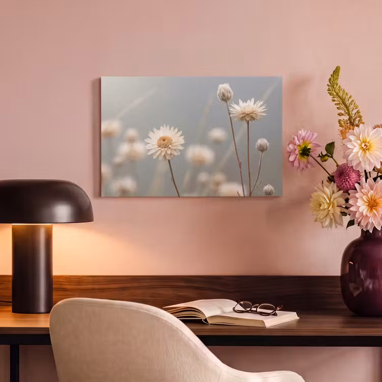 Strobloemen - Wit - Daglicht canvas 2cm klein -sfeer4