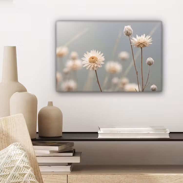 Strobloemen - Wit - Daglicht canvas 2cm klein -sfeer6