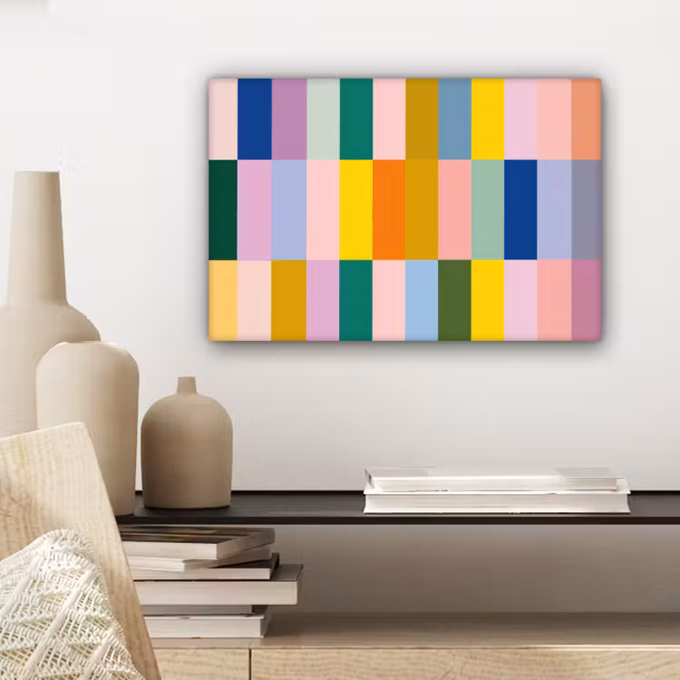 Stroken - Blauw - Patroon - Abstract canvas 2cm klein -sfeer6