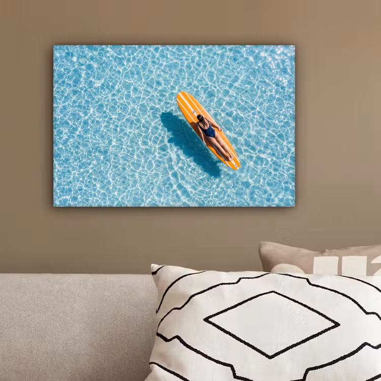 Surfboard - Water - Badpak - Oranje canvas 2cm klein -sfeer3