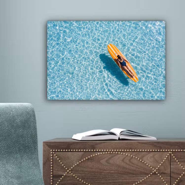 Surfboard - Water - Badpak - Oranje canvas 2cm klein -sfeer4