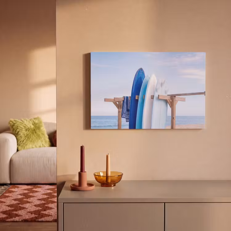 Surfplank - Strand - Zomer - Blauw - Water canvas 2cm klein -sfeer1