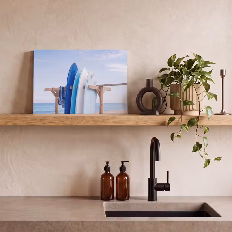 Surfplank - Strand - Zomer - Blauw - Water canvas 2cm klein -sfeer3