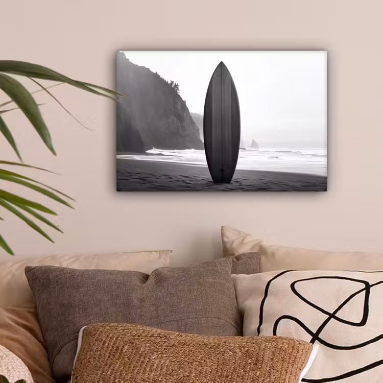 Surfplank - Zand - Zee canvas 2cm klein -sfeer1